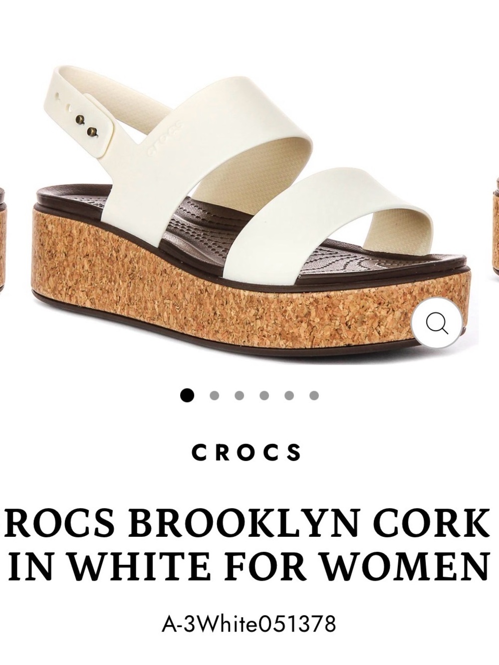 CROCS Women's Cork-Platform Sandal in White with Cork Midsole